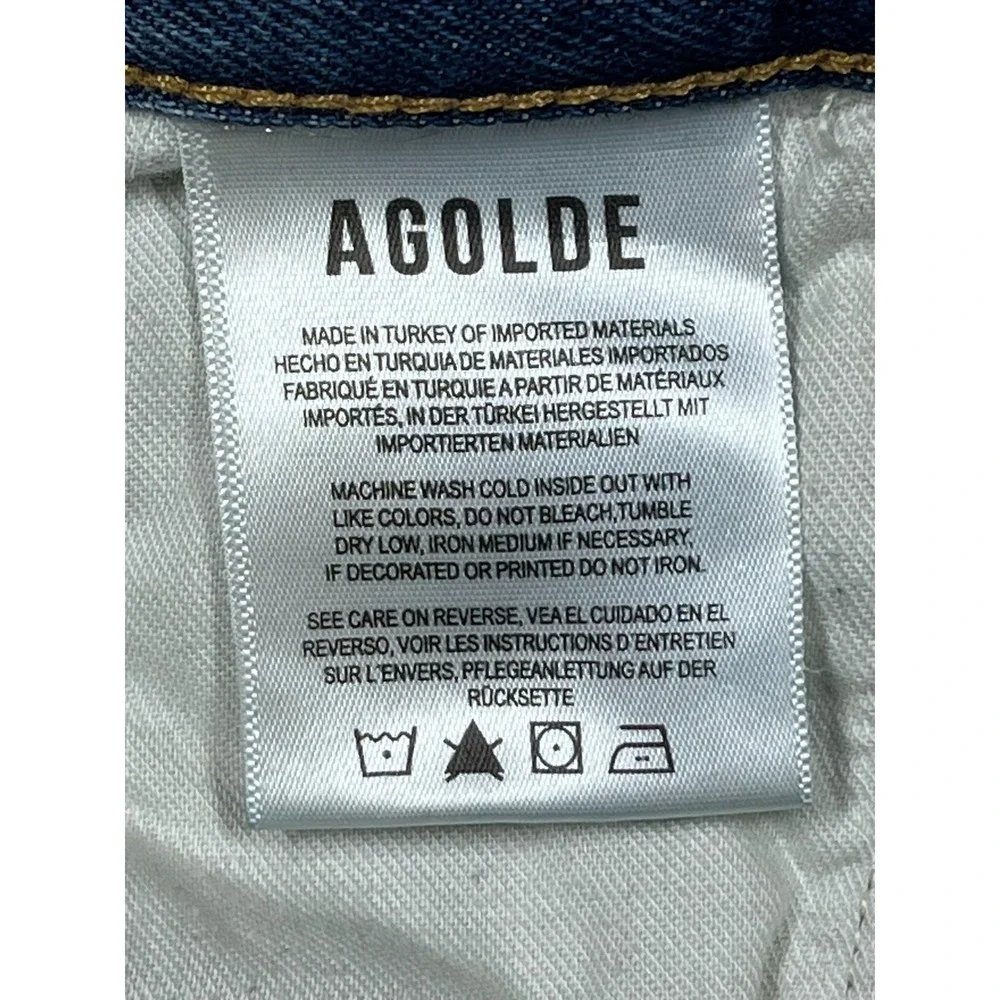 Agolde Lana Mid Rise Vintage Straight Jeans Womens 31 Button Fly Fade Whiskering